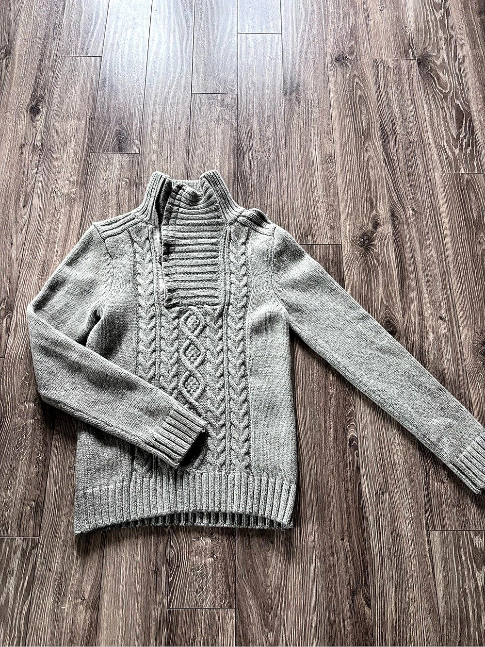 Le Chateau Cable Knit Turtleneck Sweater in Gray